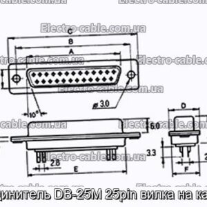 Соединитель DB-25M 25pin вилка на кабель - фотография № 1.