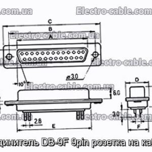 Соединитель DB-9F 9pin розетка на кабель - фотография № 1.