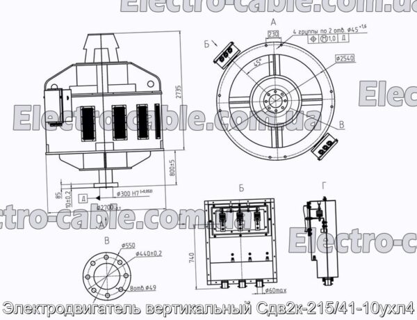 Електродвигун вертикальний Сдв2к-215/41-10ухл4 - фотографія №4.