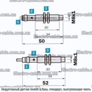 Индуктивный датчик Ime08 2,5мм, стандарт, выступающая часть - фотография № 2.
