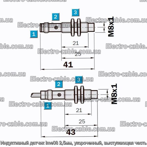 Индуктивный датчик Ime08 2,5мм, укороченный, выступающая часть - фотография № 1.