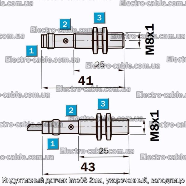 Индуктивный датчик Ime08 2мм, укороченный, заподлицо - фотография № 2.