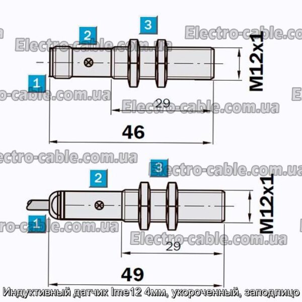 Індуктивний датчик Ime12 4мм, укорочений, врівень - фотографія №2.