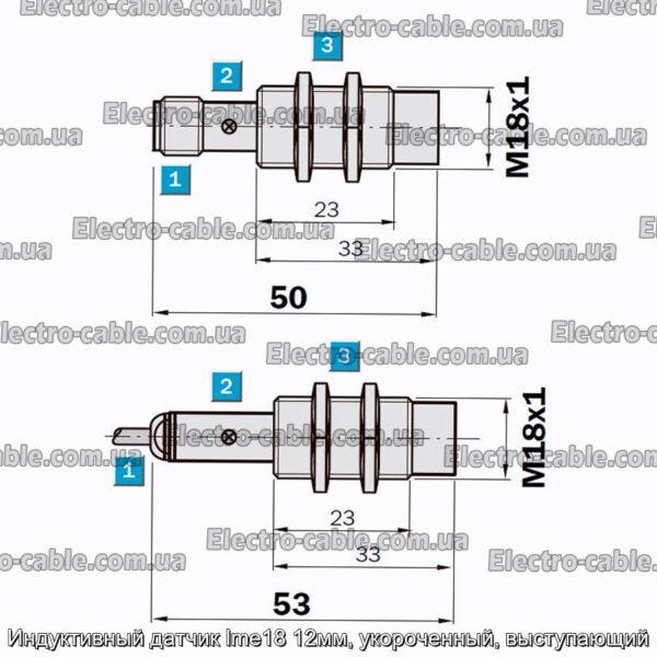 Індуктивний датчик Ime18 12мм, укорочений, виступаючий – фотографія №2.