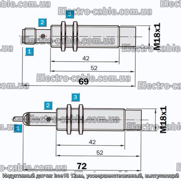 Індуктивний датчик Ime18 12мм, удосконалений, виступаючий – фотографія №1.
