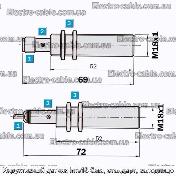 Індуктивний датчик Ime18 5мм, стандарт, врівень - фотографія №1.