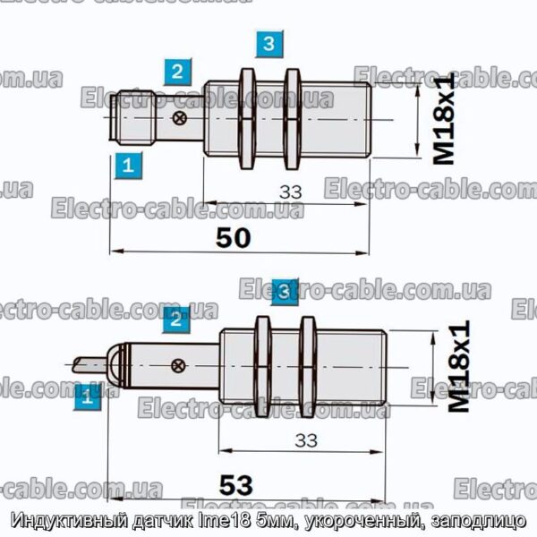 Індуктивний датчик Ime18 5мм, укорочений, врівень - фотографія №2.