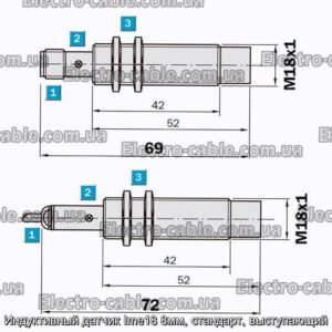 Индуктивный датчик Ime18 8мм, стандарт, выступающий - фотография № 2.
