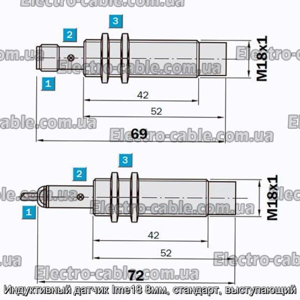 Индуктивный датчик Ime18 8мм, стандарт, выступающий - фотография № 2.