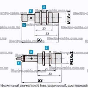 Индуктивный датчик Ime18 8мм, укороченный, выступающий - фотография № 2.