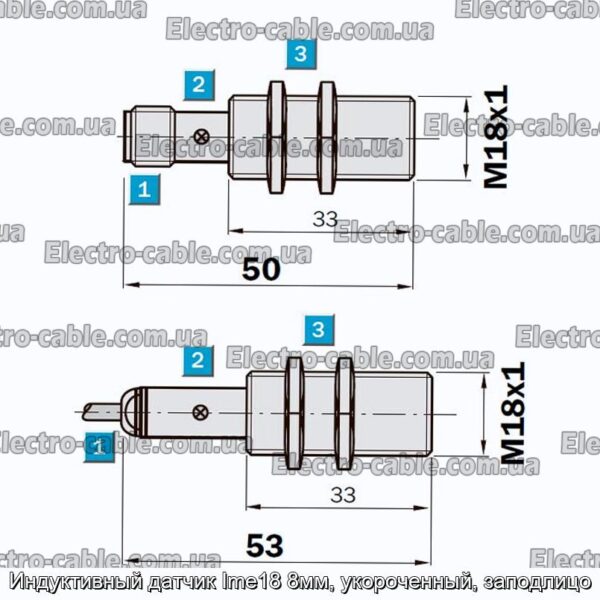 Индуктивный датчик Ime18 8мм, укороченный, заподлицо - фотография № 1.