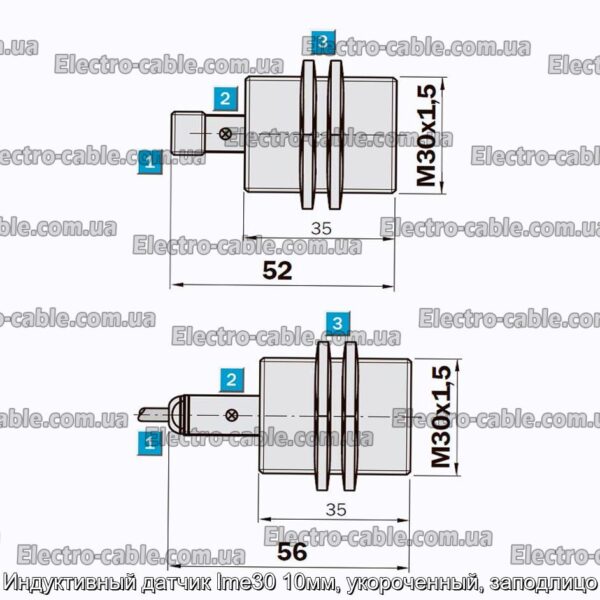 Индуктивный датчик Ime30 10мм, укороченный, заподлицо - фотография № 1.