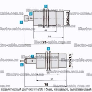 Индуктивный датчик Ime30 15мм, стандарт, выступающий - фотография № 2.