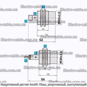 Индуктивный датчик Ime30 15мм, укороченный, выступающий - фотография № 1.