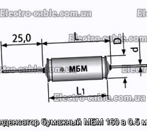 Конденсатор бумажный МБМ 160 в 0.5 мкф - фотография № 1.