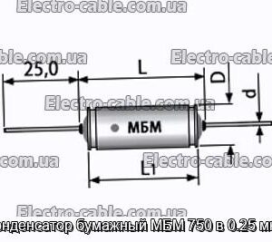 Конденсатор бумажный МБМ 750 в 0.25 мкф - фотография № 1.