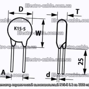 Конденсатор керамический высоковольтный К15-5 6.3 кв 3300 пф Н20 - фотография № 1.