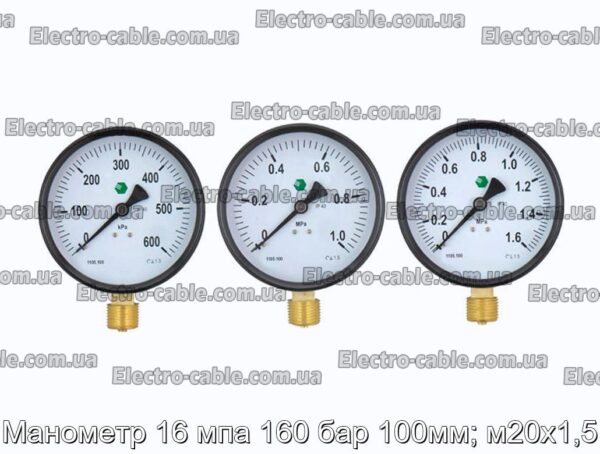 Манометр 16 мпа 160 бар 100мм; м20х1,5 - фотография № 1.