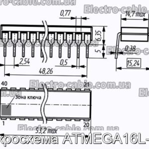 Мікросхема ATMEGA16L-8PI – фотографія №1.