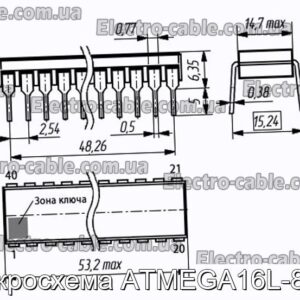 Мікросхема ATMEGA16L-8PU – фотографія №1.