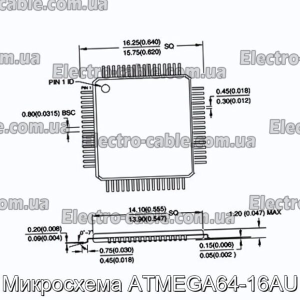 Мікросхема ATMEGA64-16AU – фотографія №1.