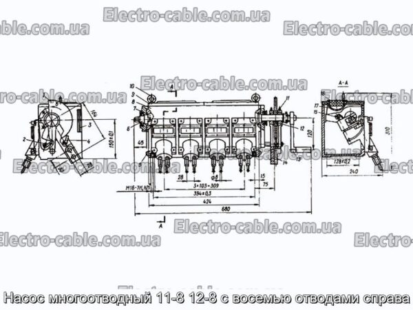 Насос многоотводный 11-8 12-8 с восемью отводами справа - фотография № 1.