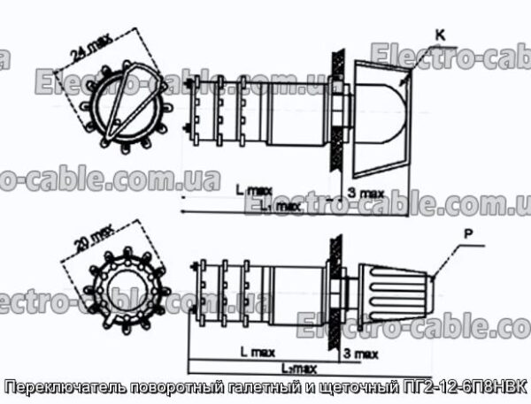 Переключатель поворотный галетный и щеточный ПГ2-12-6П8НВК - фотография № 1.