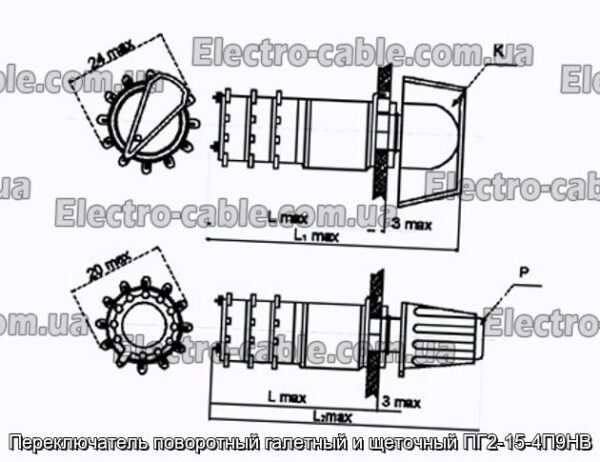 Переключатель поворотный галетный и щеточный ПГ2-15-4П9НВ - фотография № 1.