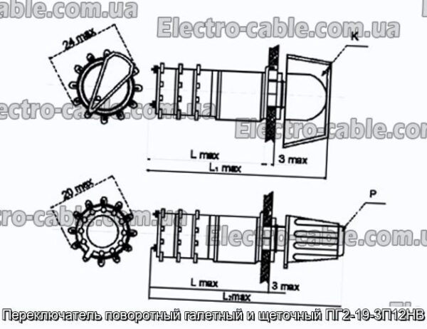 Переключатель поворотный галетный и щеточный ПГ2-19-3П12НВ - фотография № 1.