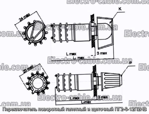 Переключатель поворотный галетный и щеточный ПГ2-6-12П2НВ - фотография № 1.