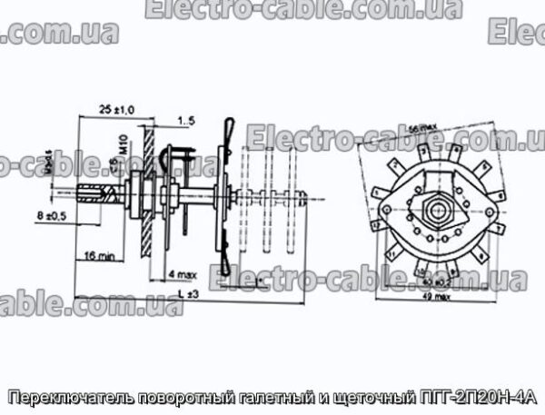 Перемикач поворотний галетний та щітковий ПГГ-2П20Н-4А - фотографія №1.
