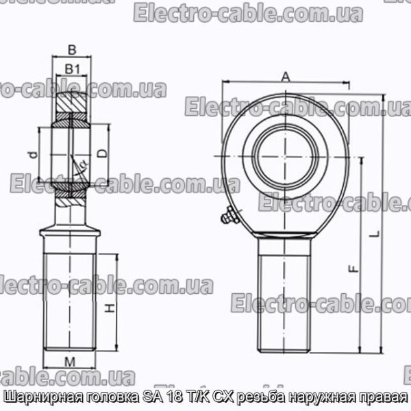 Шарнирная головка SA 18 T/K CX резьба наружная правая - фотография № 2.