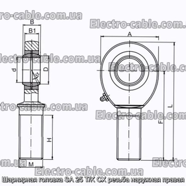 Шарнирная головка SA 25 T/K CX резьба наружная правая - фотография № 2.