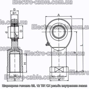 Шарнирная головка SIL 12 T/K CX резьба внутренняя левая - фотография № 2.