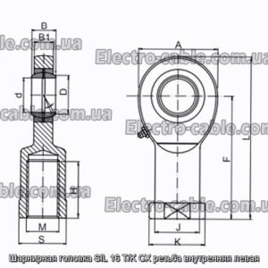 Шарнирная головка SIL 16 T/K CX резьба внутренняя левая - фотография № 2.