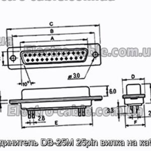 Соединитель DB-25M 25pin вилка на кабель - фотография № 1.