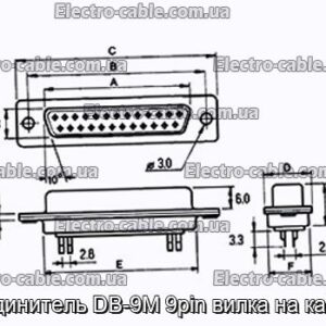 Соединитель DB-9M 9pin вилка на кабель - фотография № 1.