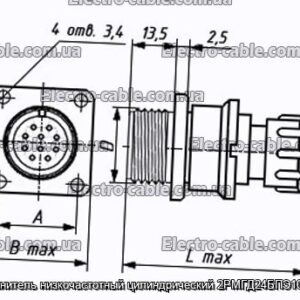 Соединитель низкочастотный цилиндрический 2РМГД24БПЭ10Ш5Е2 - фотография № 1.