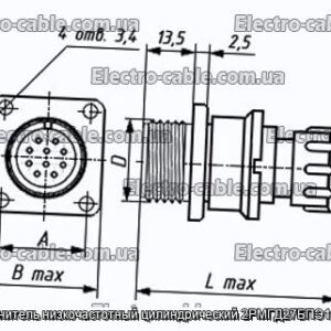 Соединитель низкочастотный цилиндрический 2РМГД27БПЭ19Ш5Е2 - фотография № 1.