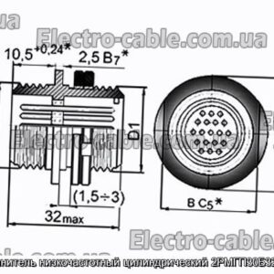 Соединитель низкочастотный цилиндрический 2РМГП30Б32Ш1Е2 - фотография № 1.