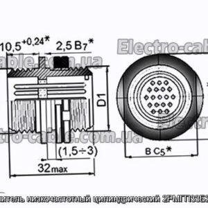 Соединитель низкочастотный цилиндрический 2РМГП33Б20Ш1Е2 - фотография № 1.