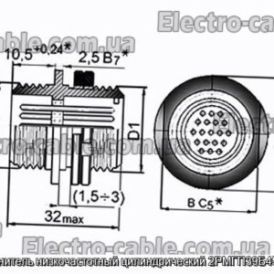 Соединитель низкочастотный цилиндрический 2РМГП39Б45Ш2Е2 - фотография № 1.
