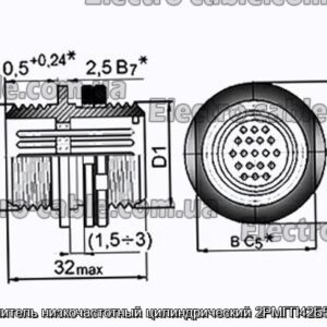 Соединитель низкочастотный цилиндрический 2РМГП42Б50Ш2Е2 - фотография № 1.