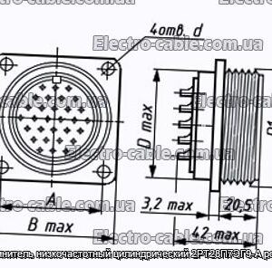 З&#39;єднувач низькочастотний циліндричний 2РТ28П7ЕГ9-А розетка - фотографія №1.