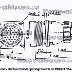 З&#39;єднувач низькочастотний циліндричний 2РТ32ПК8НГ3-А розетка - фотографія №1.