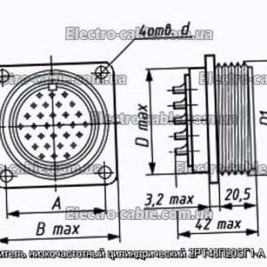 Соединитель низкочастотный цилиндрический 2РТ48П20ЭГ1-А розетка - фотография № 1.