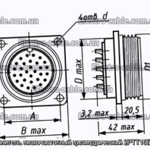 Соединитель низкочастотный цилиндрический 2РТТ16Б1Ш2В - фотография № 1.