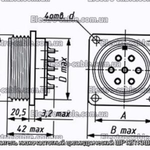 Соединитель низкочастотный цилиндрический ШР12П1ЭШ2 вилка - фотография № 1.
