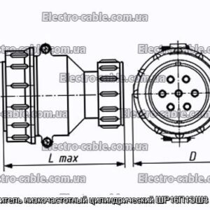 З&#39;єднувач низькочастотний циліндричний ШР16П1ЕШ3 розетка - фотографія №1.