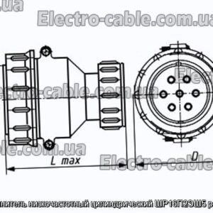 Соединитель низкочастотный цилиндрический ШР16П2ЭШ5 розетка - фотография № 1.